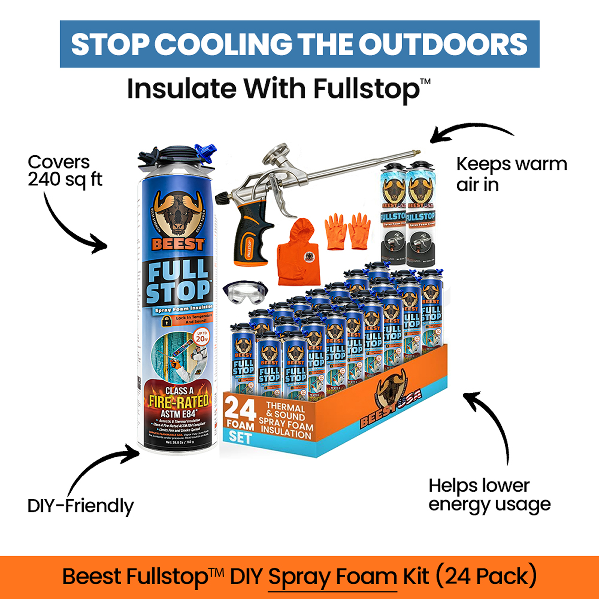 24 Pack - FullStop™ Spray Foam Insulation Kit.