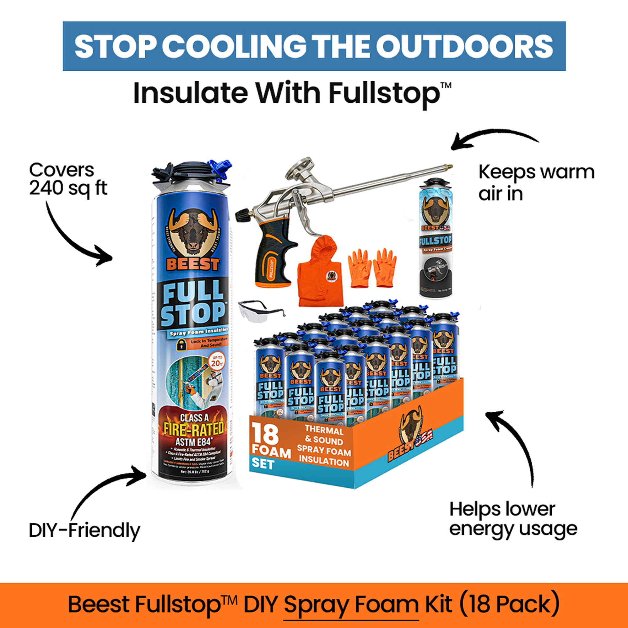 18 Pack - FullStop™ Spray Foam Insulation Kit